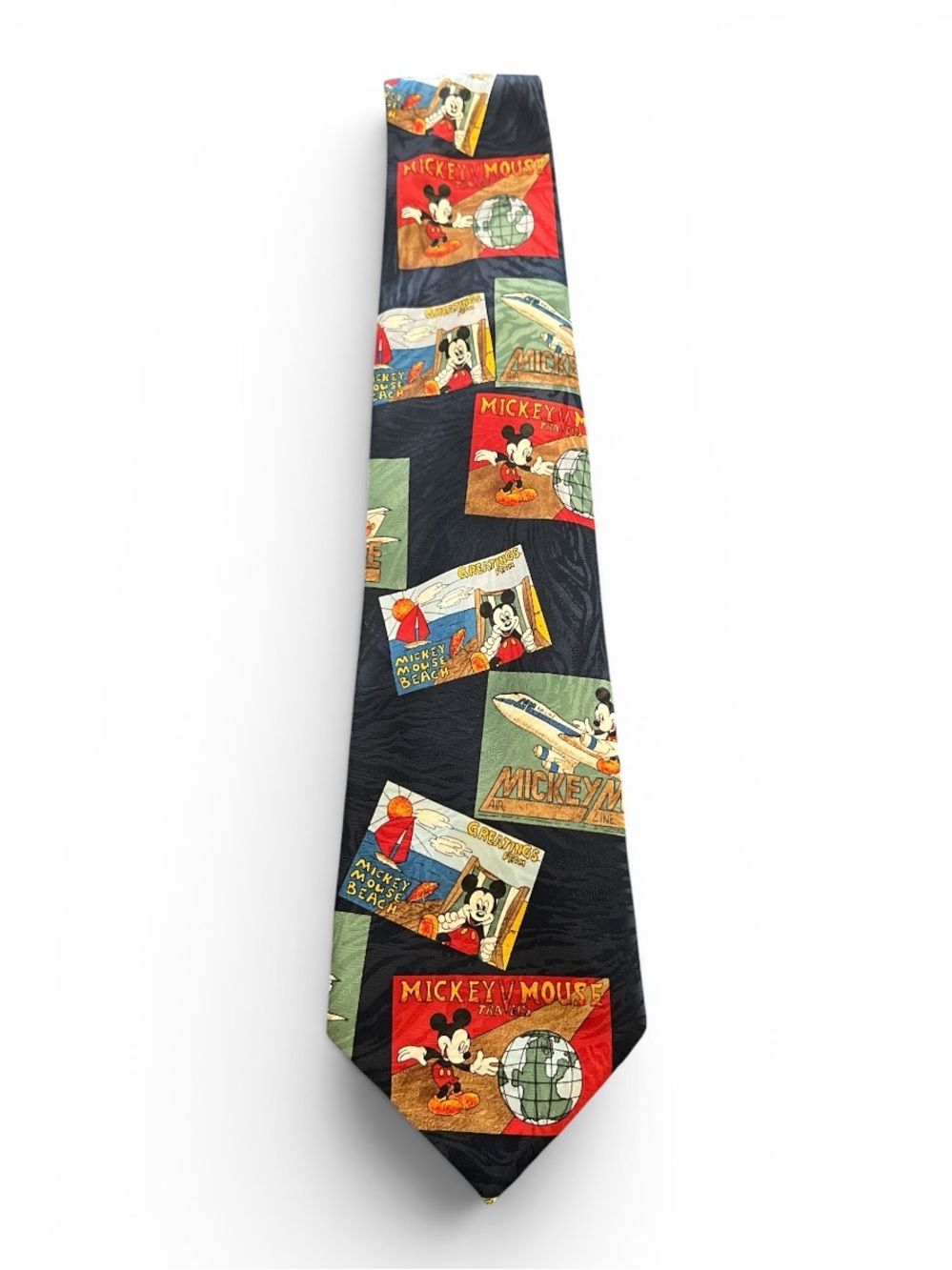 Vintage Disney Mickey Mouse Travel Theme Tie Made in Italy
